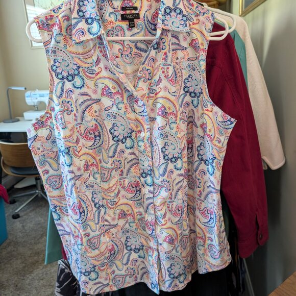 Talbots "Perfect Shirt", tailored & sleeveless, spring/summer paisley print 18WP - Picture 7 of 8